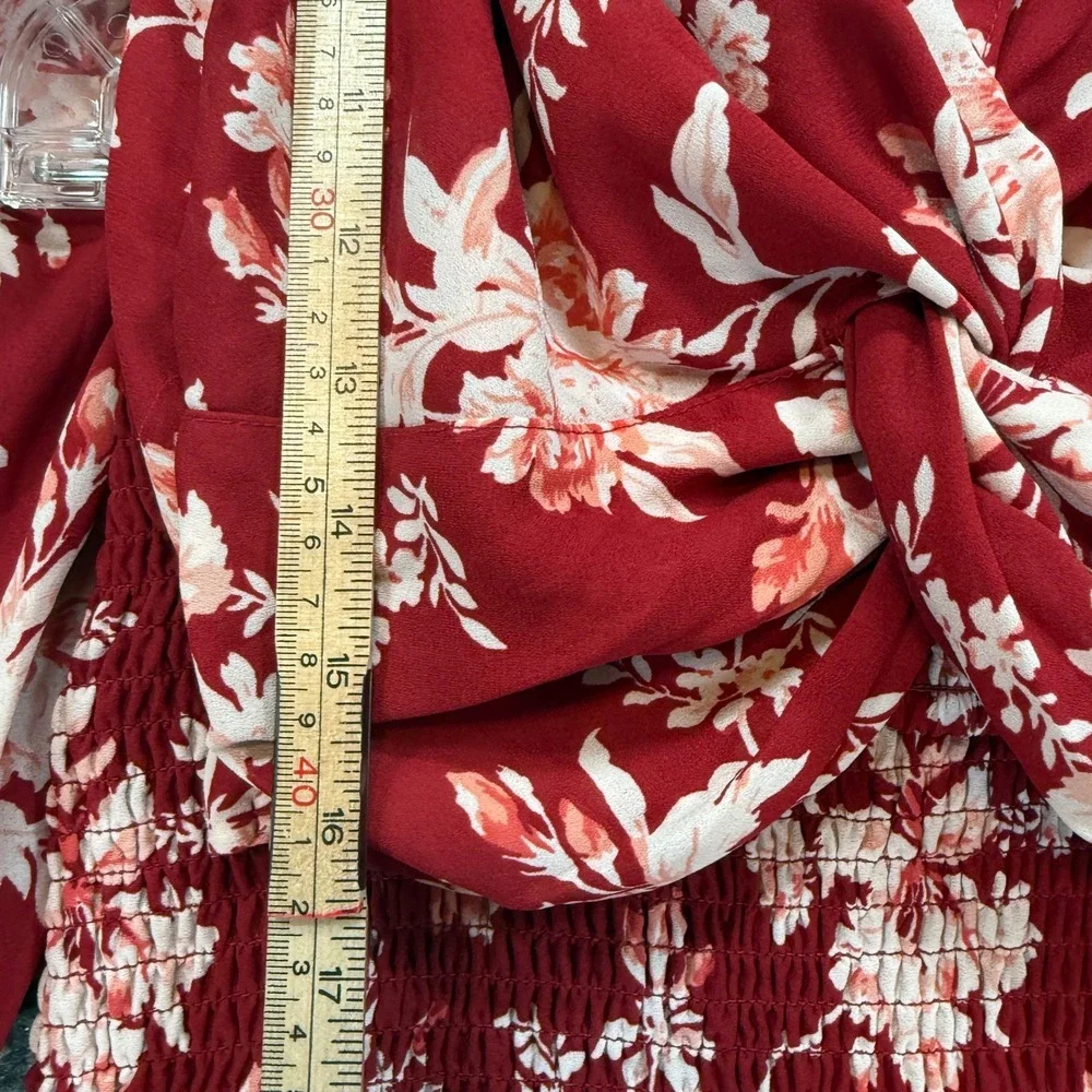 Abercrombie &‎ Fitch 2 Piece Set Women XSP Red Floral Midi Skirt Crop Top Boho